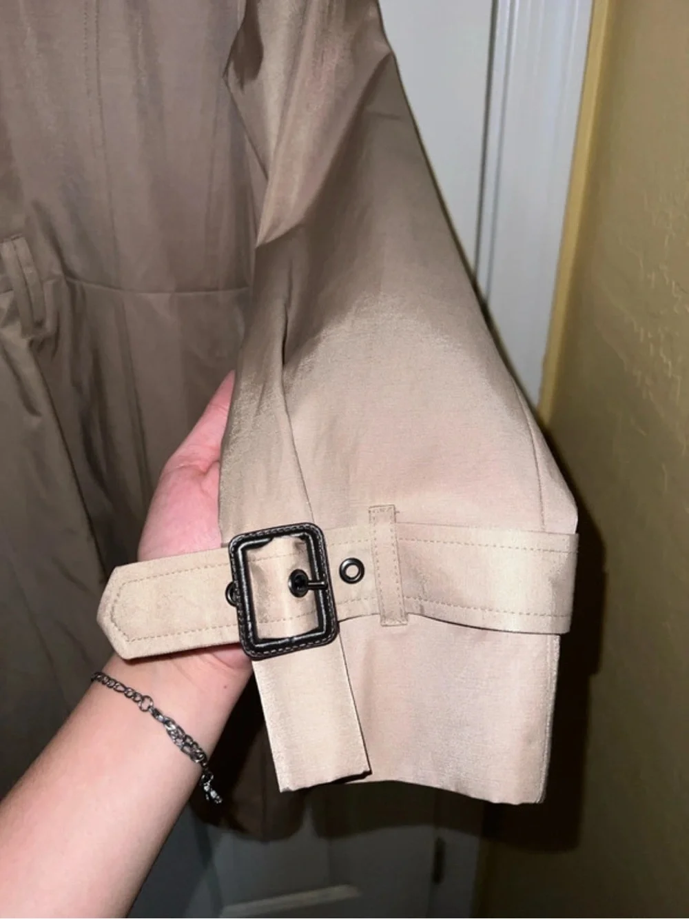 Michael Kors Taupe Double-Breasted Trench Coat